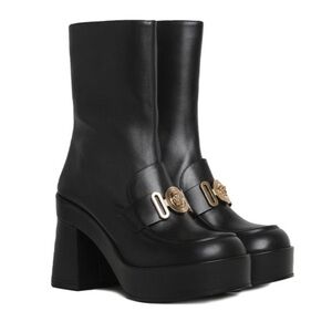 Versace ‘95 Medusa Biggie Platform Boots with Gold Buckles